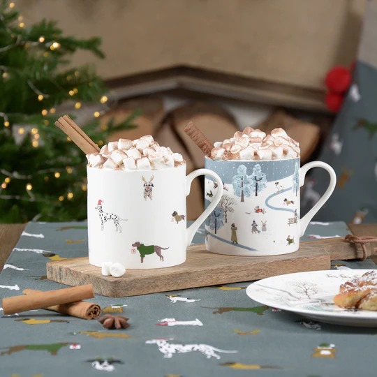 Sophie Allport Christmas Dogs Scene Mug Diss Ironworks